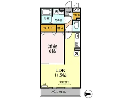 パシ・アージュパルコ(1LDK/2階)の間取り写真