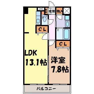グランシャリオ覺王山(1LDK/2階)の間取り写真