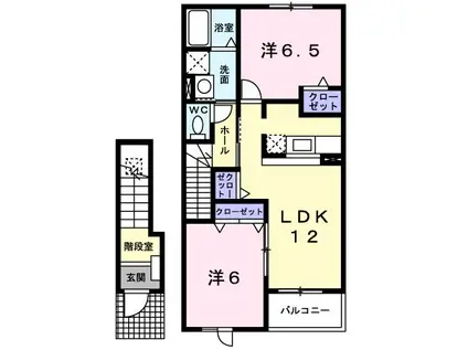 ルーナフィオーレ(2LDK/2階)の間取り写真