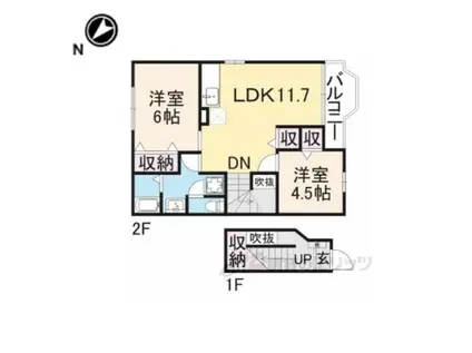 エスポワール(2LDK/2階)の間取り写真