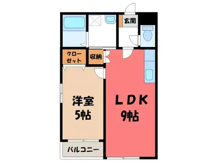 GARDEN MIYAKO II(1LDK/2階)の間取り写真