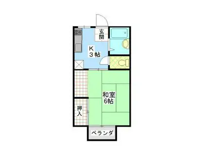 パナハイツクラタB(1K/2階)の間取り写真
