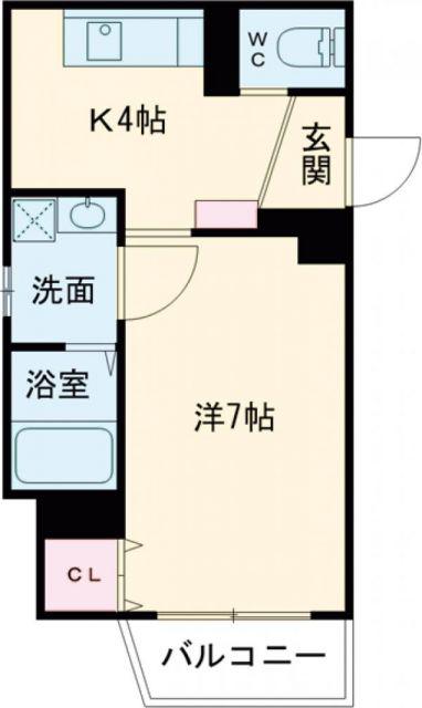 アミティ佐世保田原町(1K/4階)の間取り写真