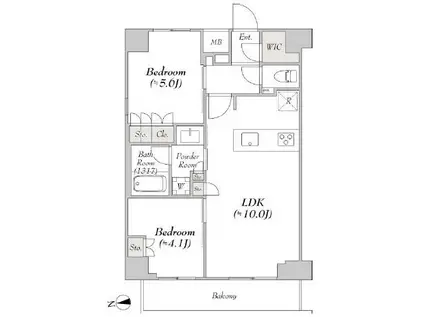 ミリア・レジデンス浅草橋(2LDK/10階)の間取り写真