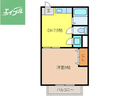 ウィンザー今泉A(1DK/1階)の間取り写真