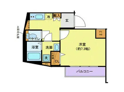 ディアレイシャス池尻大橋(1K/2階)の間取り写真