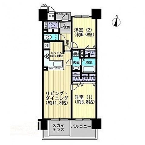 ロイヤルガーデン高松駅西オーシャンビュー弐番館(2LDK/2階)の間取り写真