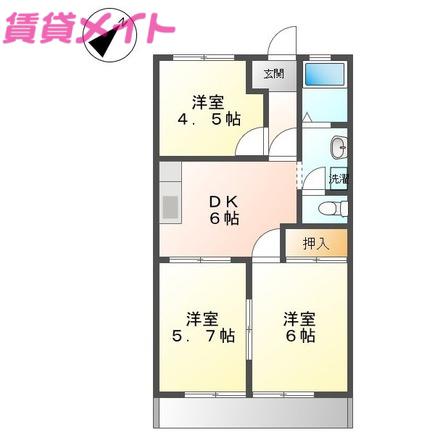 ノーブルタウン(3DK/1階)の間取り写真