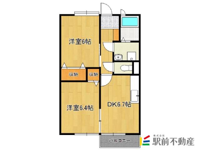 パレス・藤(2DK/2階)の間取り写真