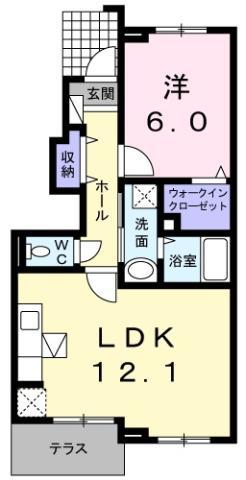 ライトブレス B(1LDK/1階)の間取り写真
