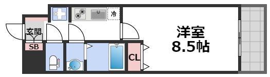 スプランディッド京橋イースト(1K/6階)の間取り写真