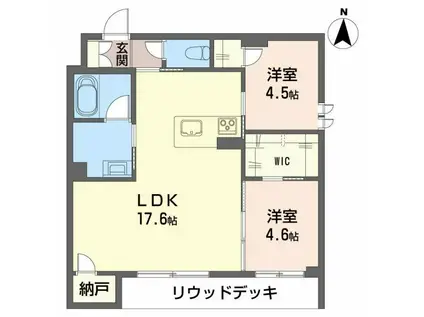 カルムメゾン(2LDK/1階)の間取り写真