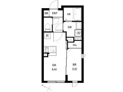 コンポジット品川戸越(1DK/1階)の間取り写真