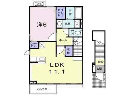 サンセレーノ II(1LDK/2階)の間取り写真