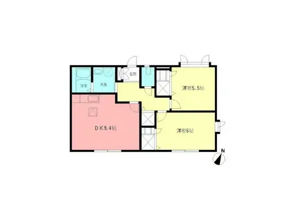 ルーチェ(2DK/1階)の間取り写真