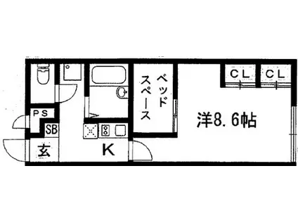 フレンドリー1(ワンルーム/1階)の間取り写真