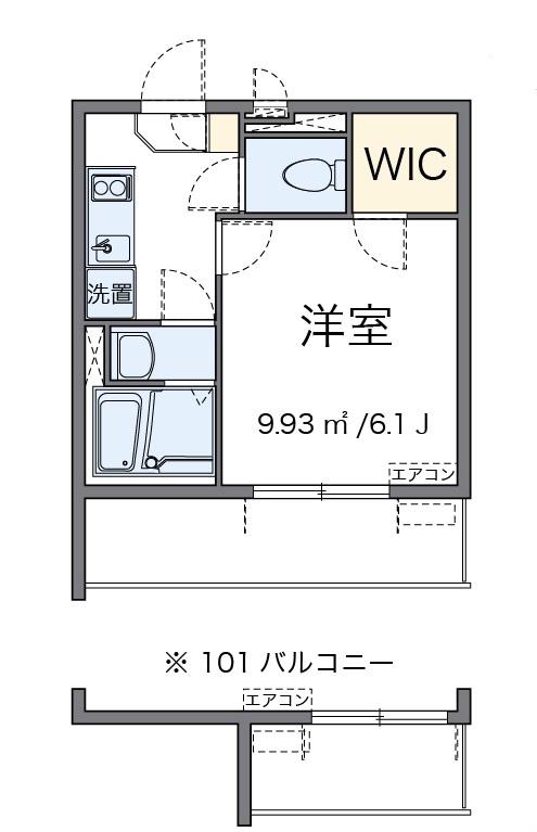 かがやき(1K/2階)の間取り写真