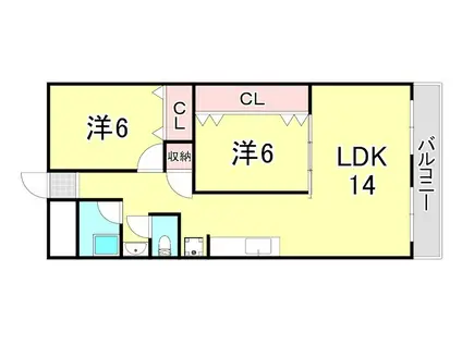 第一ハイツシャトー(2LDK/3階)の間取り写真