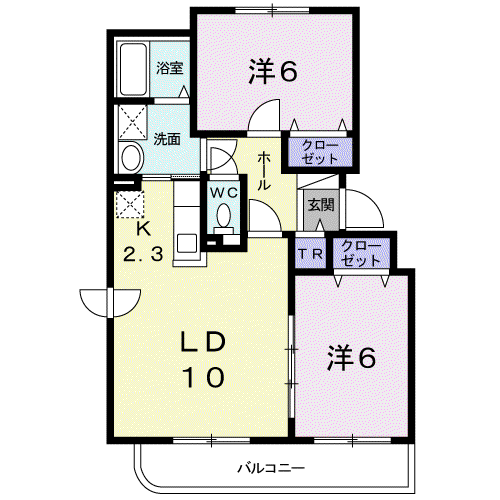 ベルグランデB(2LDK/3階)の間取り写真