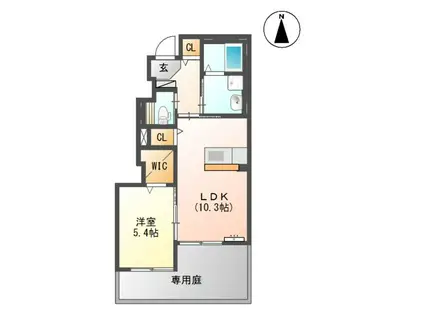 アジャートK(1LDK/1階)の間取り写真