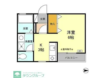 フルール(ワンルーム/2階)の間取り写真