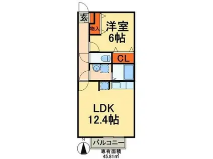エスペランサⅠ(1LDK/2階)の間取り写真