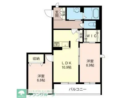 プロンシア青木(2LDK/3階)の間取り写真