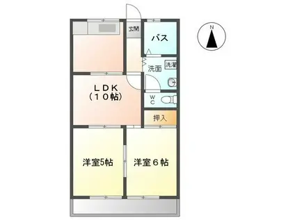 ファインシティ小川 C(2LDK/2階)の間取り写真