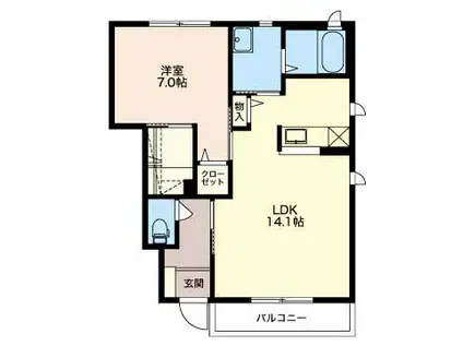 ミュアミュール(1LDK/1階)の間取り写真