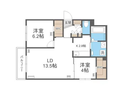 エフュート二十四軒(2LDK/3階)の間取り写真