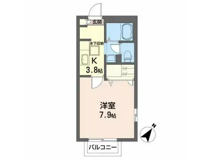 エルミタージュ(1K/1階)の間取り写真