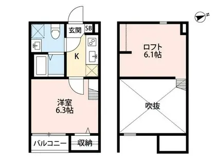 CHOROS・クォーロス(1K/2階)の間取り写真