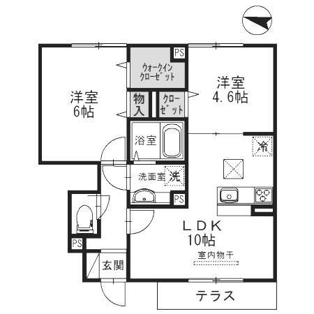 ヴィオラ志染(2LDK/1階)の間取り写真