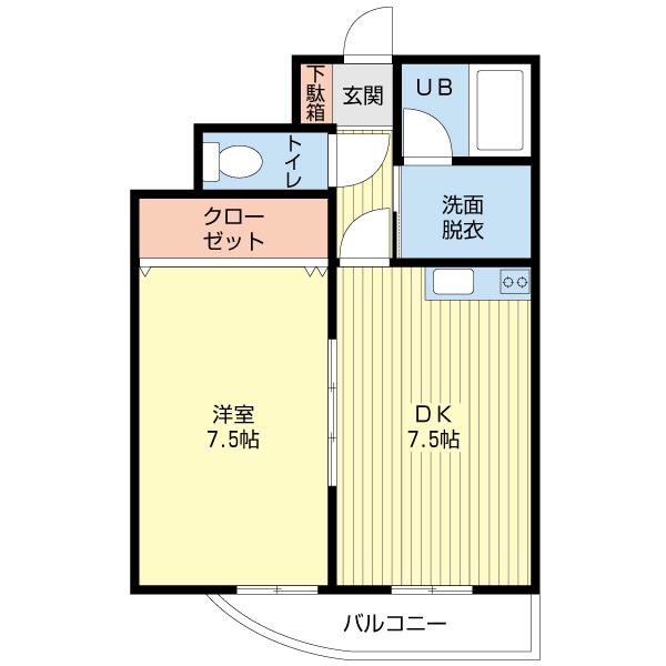 アーバンヴェール(1DK/8階)の間取り写真