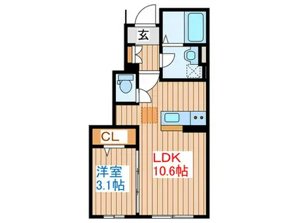 カーサ・フェリーチェ連坊(1LDK/1階)の間取り写真