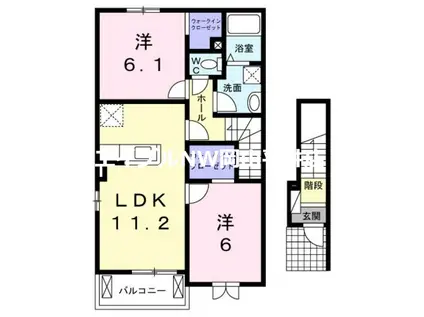 リュニベール・メゾンII(2LDK/2階)の間取り写真
