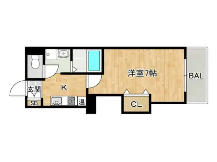 みおつくし城北(1K/2階)の間取り写真