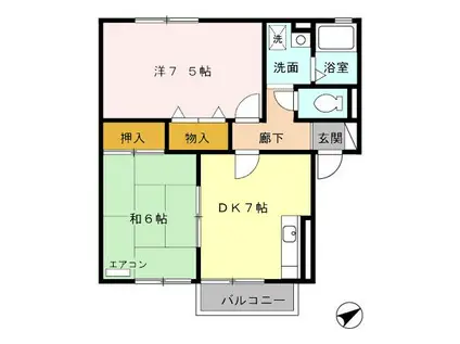 セジュール當水C(2DK/1階)の間取り写真