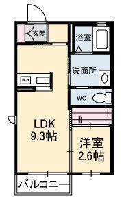 シャーメゾン新町東(1LDK/1階)の間取り写真
