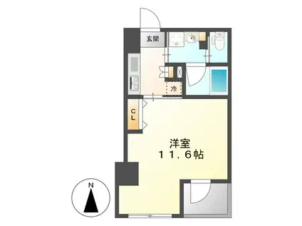 ルーエ錦(1K/3階)の間取り写真