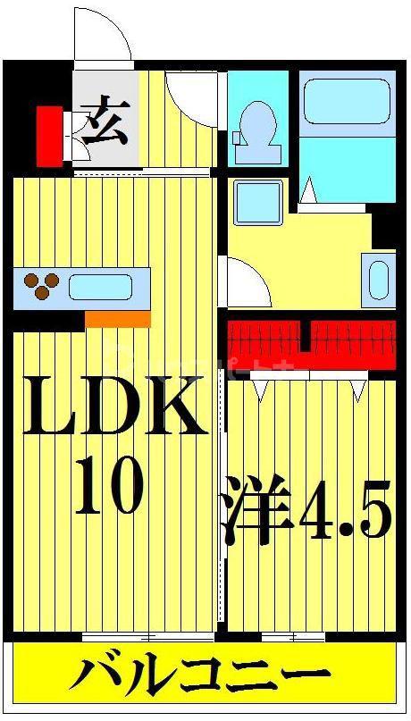 リブリ・ブランノワール(1LDK/2階)の間取り写真
