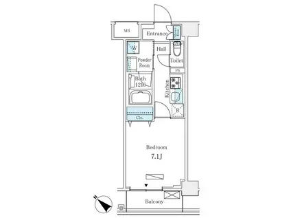 LUMICITY月島(1K/4階)の間取り写真