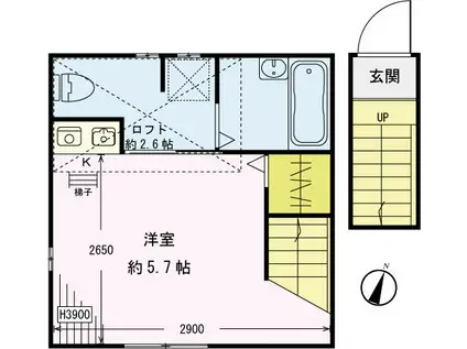 K-HOUSE中落合(ワンルーム/2階)の間取り写真