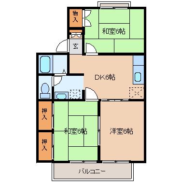 セジュール柧A(3DK/1階)の間取り写真