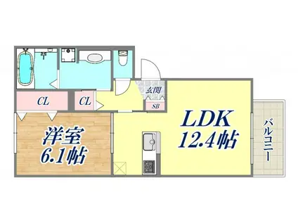 クレール天城通(1LDK/2階)の間取り写真