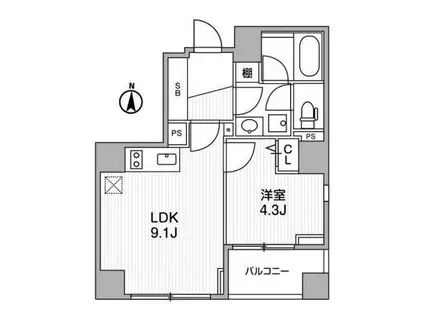 ライトハウス西新宿(1LDK/7階)の間取り写真