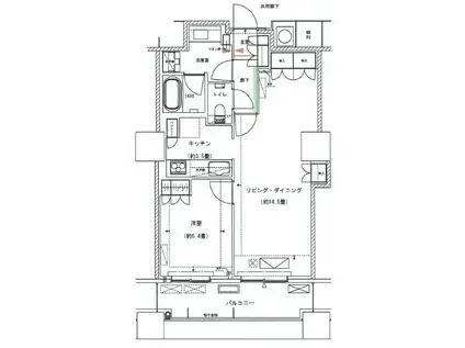 ザ・パークハウス西新宿タワー60(1LDK/4階)の間取り写真