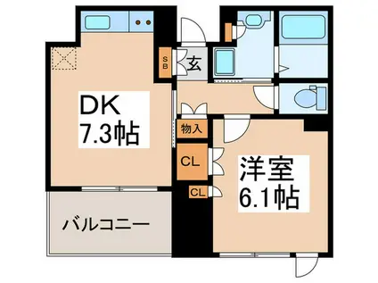 ボワエトワール立石(1DK/3階)の間取り写真