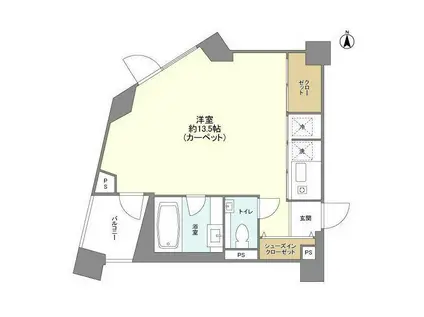 トゥールブランシュ麻布(ワンルーム/5階)の間取り写真