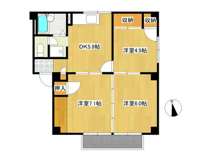 Iタウン(3DK/1階)の間取り写真
